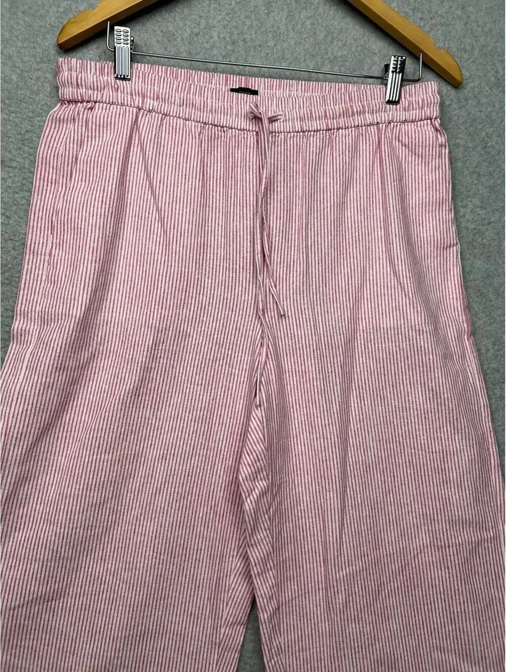 JCrew Women's Pink White Seersucker Wide Leg Pants Preppy Coastal Boho M/8